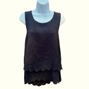 Stitch Fix / Papermoon NWT Violeta Black Scalloped Hem Open Back Blouse Large